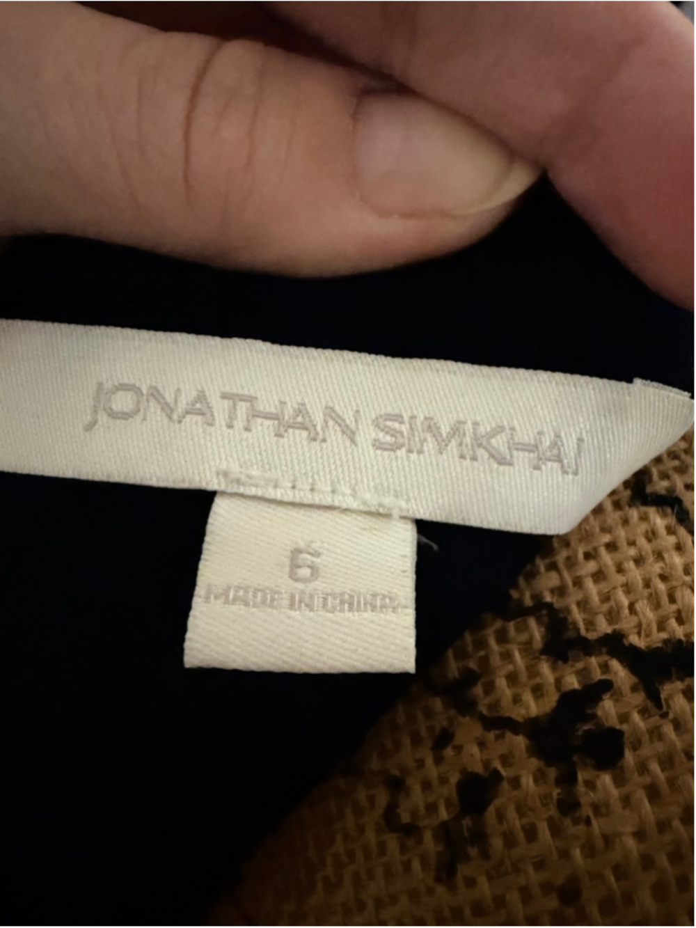 JONATHAN SIMKHAI Blue & Black Lace Midi Fit & Flare Trumpet Dress SIZE 6 - Picture 3 of 3